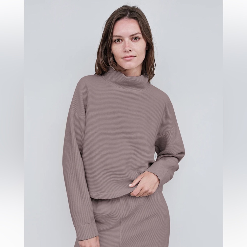 NWOT Horizontal Rib Mock Neck Pullover in Walnut size small